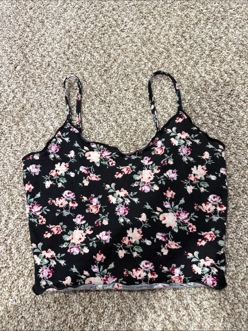 SHEIN Black Floral Spaghetti-Strap Camisole